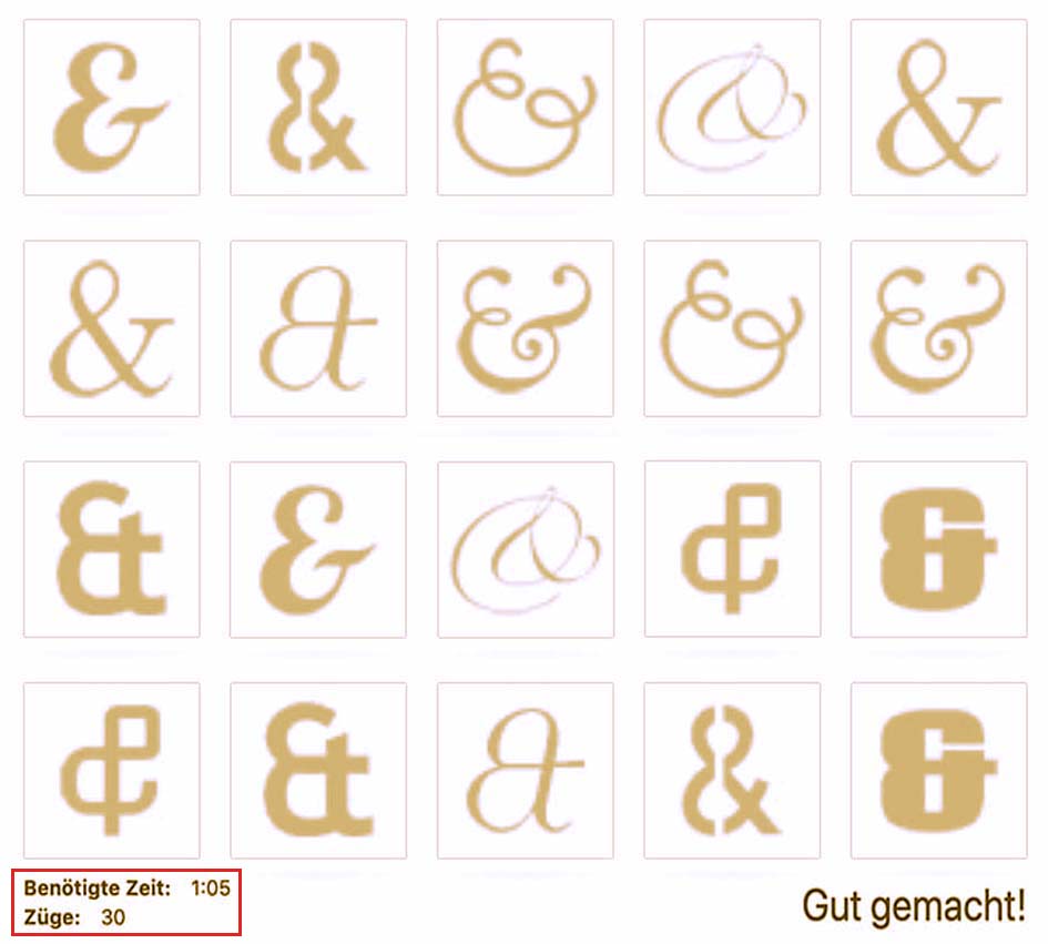 Spiel-Ergebnis beim Ampersand-Memory